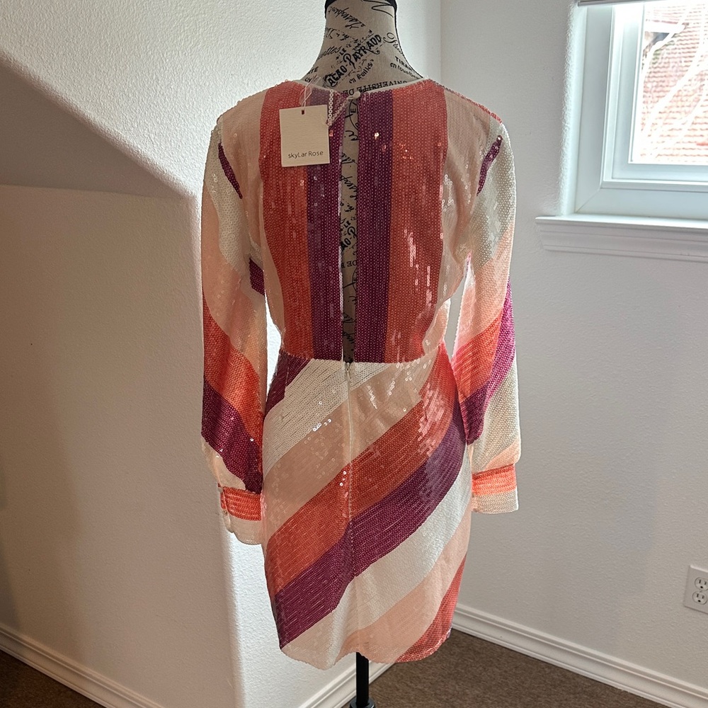 Elegant Multicolor Long Sleeve Dress - Picture 2 of 4